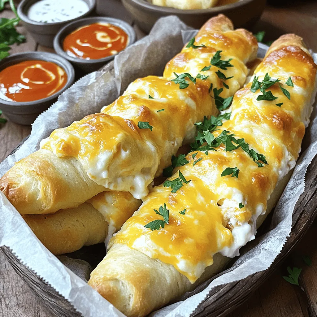 Buffalo Chicken Dip Stuffed Breadsticks Delight