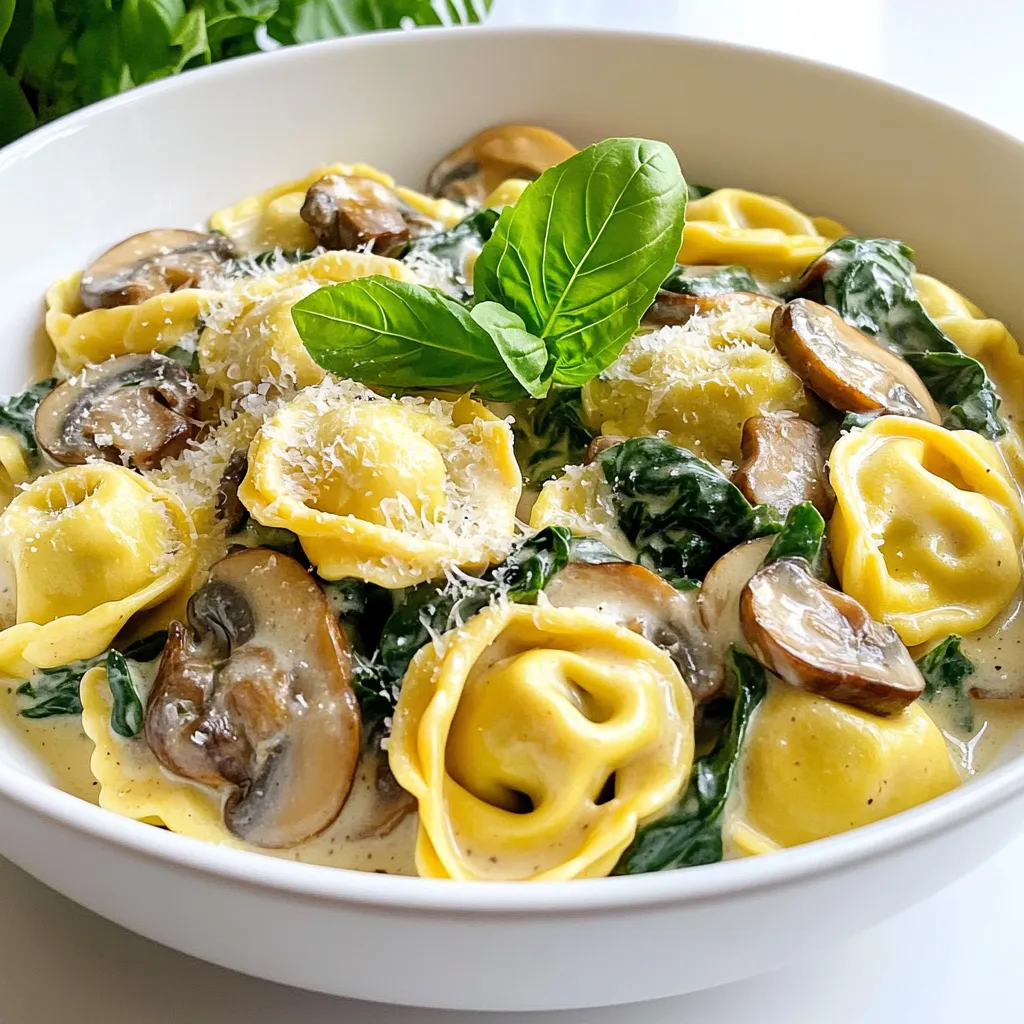 Creamy Mushroom Spinach Tortellini One Pot Delight