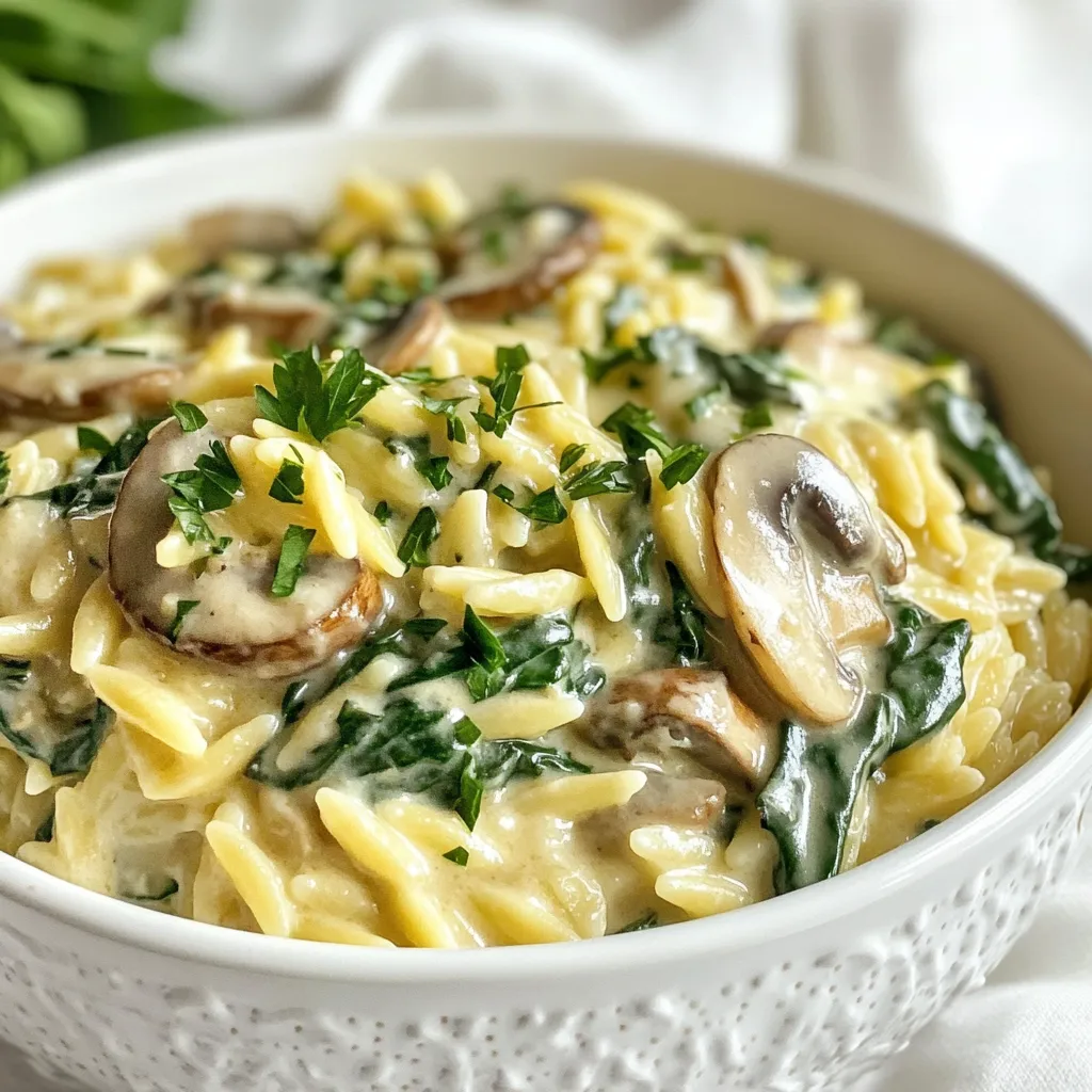 Creamy Mushroom Spinach Orzo Simple Comfort Dish