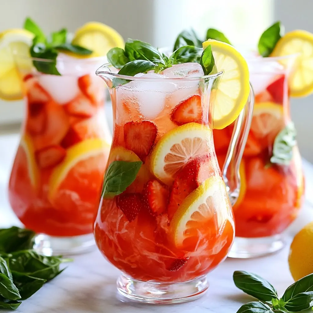 Strawberry Basil Lemonade Refreshing Summer Drink