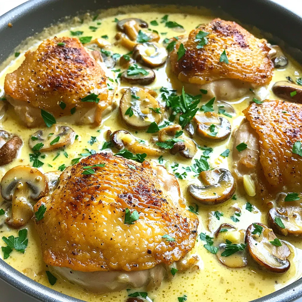 One-Pan Creamy Mushroom Garlic Chicken Delight