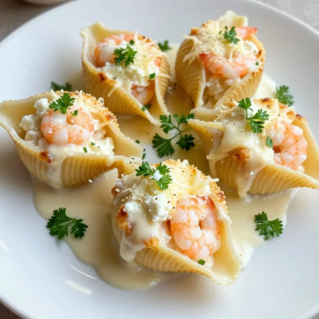 Shrimp Alfredo Stuffed Shells Tasty Pasta Delight