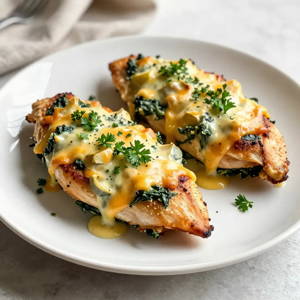 Cheesy Spinach Artichoke Stuffed Chicken Delight