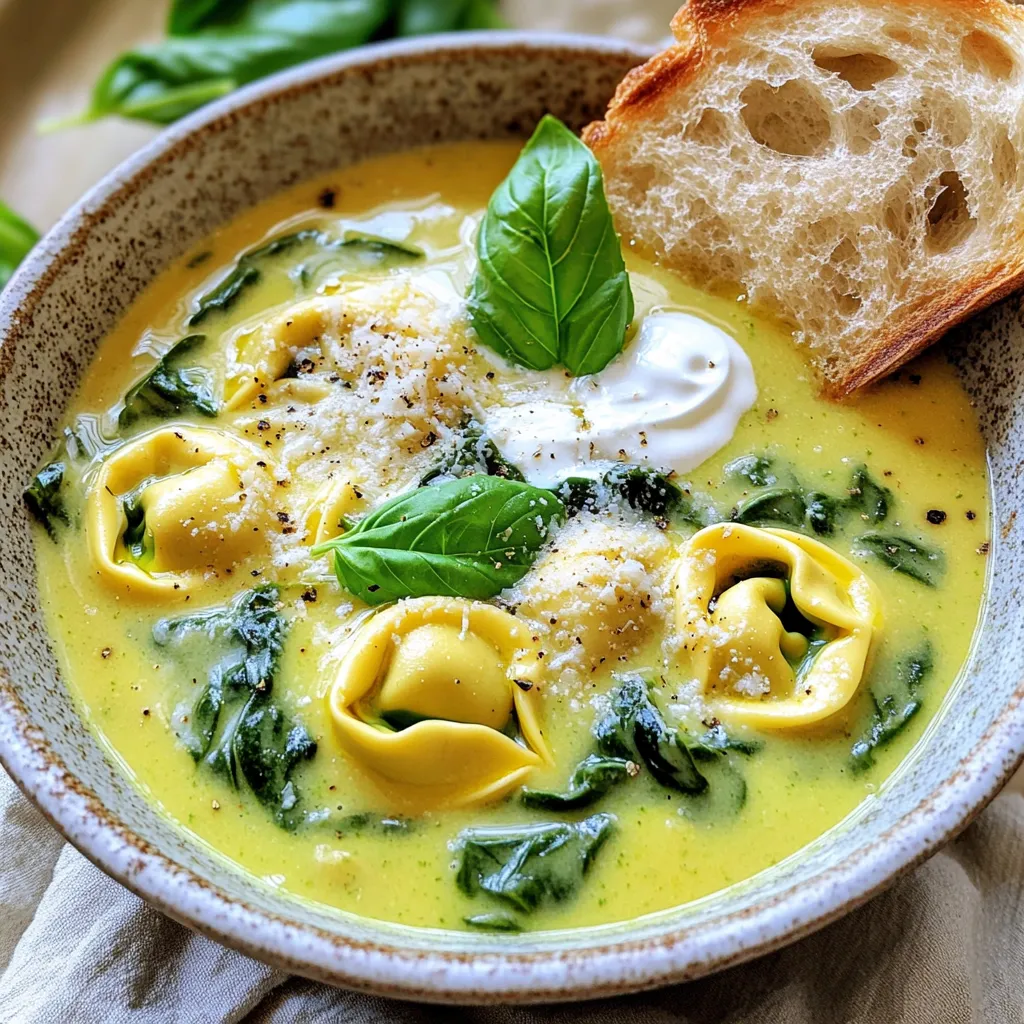 Slow Cooker Creamy Tortellini Spinach Soup Delight