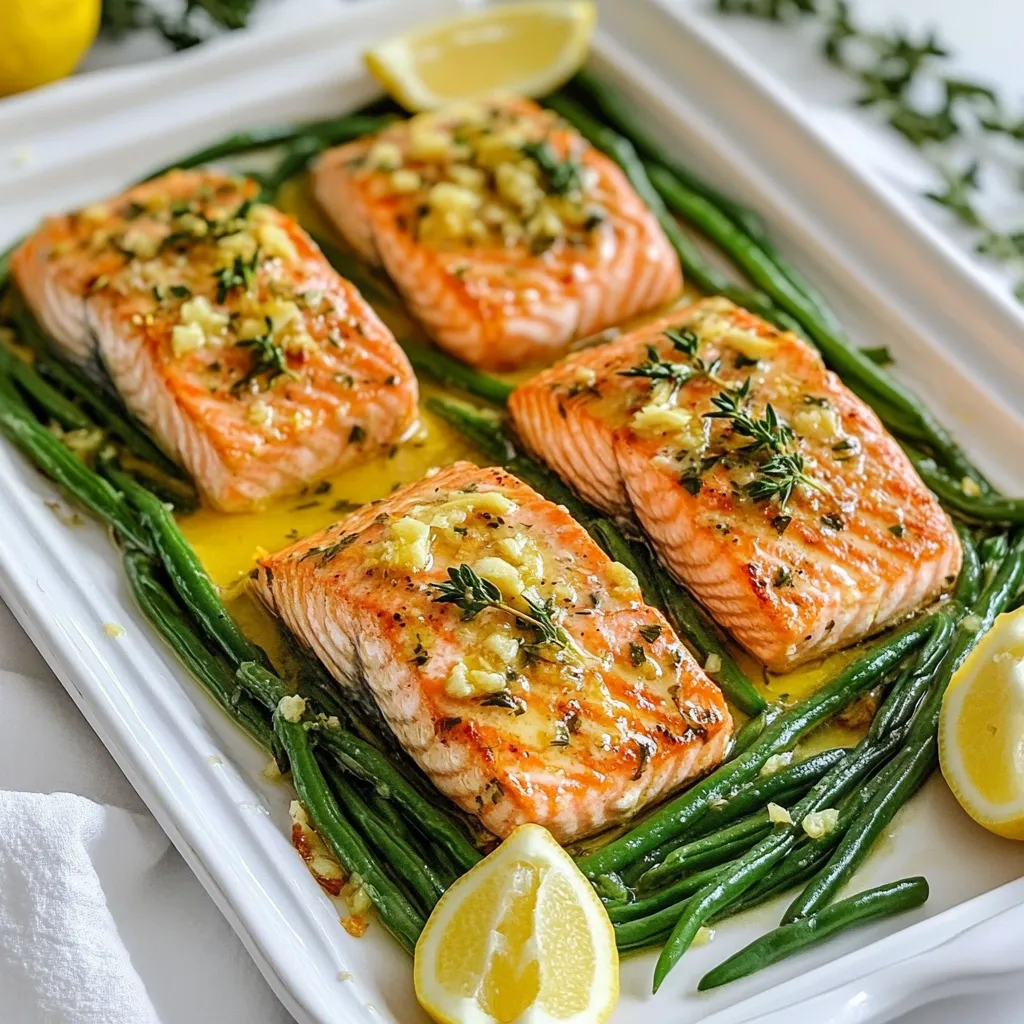 Garlic Butter Salmon and Green Beans Easy Recipe