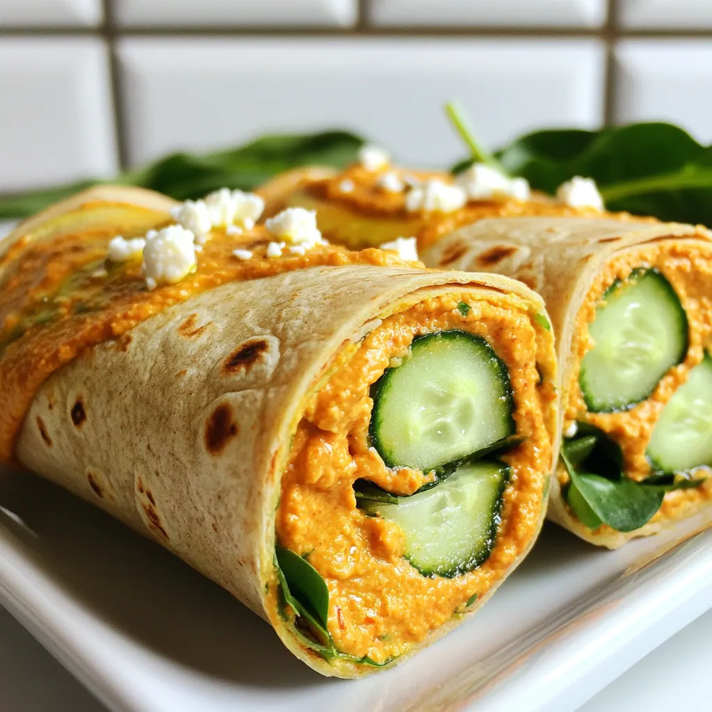 Roasted Red Pepper Hummus Wraps for Quick Lunch