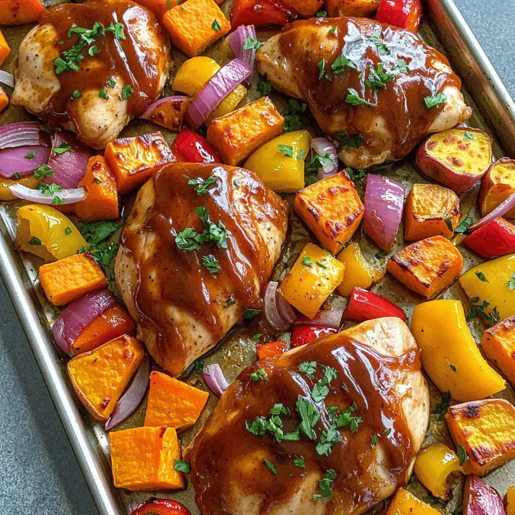 BBQ Chicken Sweet Potato Pepper Sheet Pan Delight
