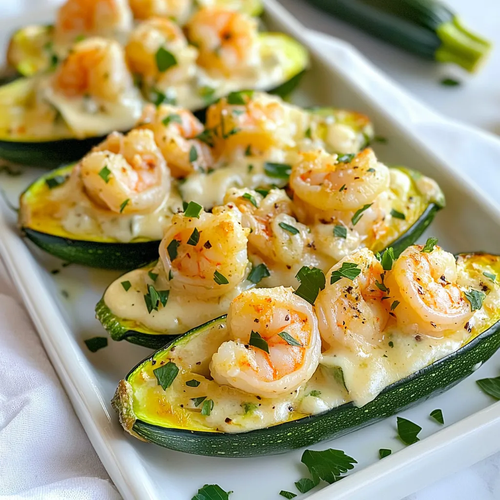 Savory Shrimp Alfredo Zucchini Boats Simple Recipe