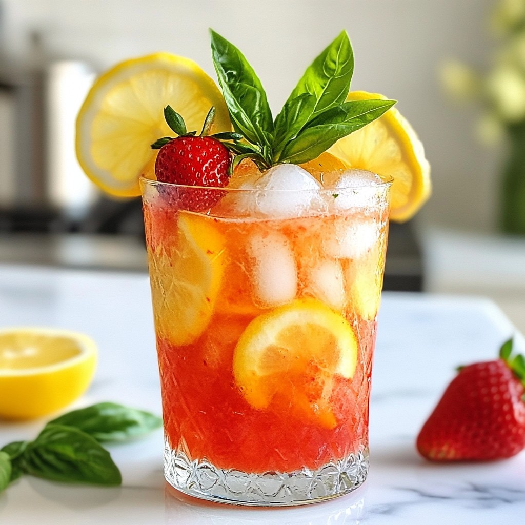 Strawberry Basil Lemonade Refreshing Summer Drink