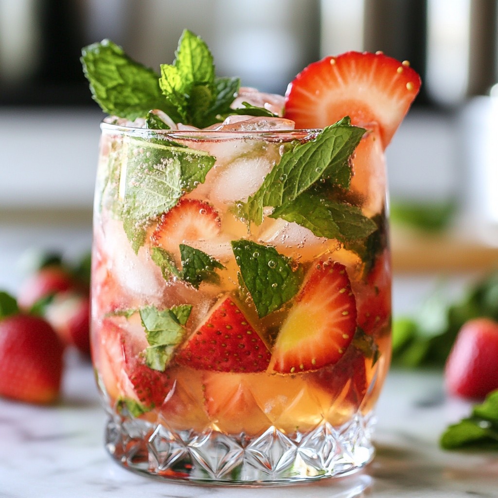 Strawberry Mint Mojito Mocktail Refreshing Summer Drink