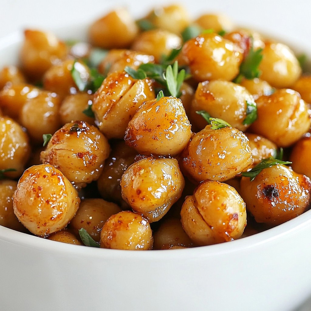 Honey Garlic Roasted Chickpeas Crunchy Flavor Boost