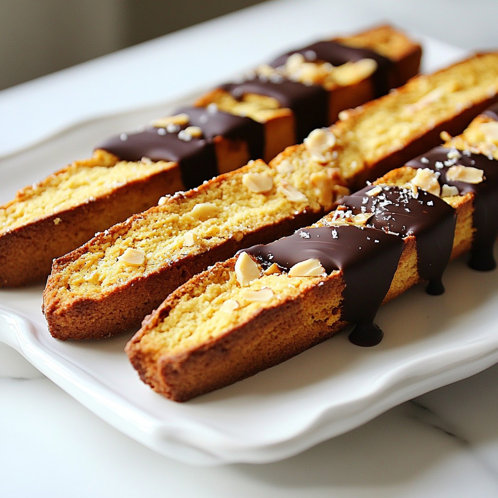 Chocolate Dipped Almond Biscotti Simple and Delicious