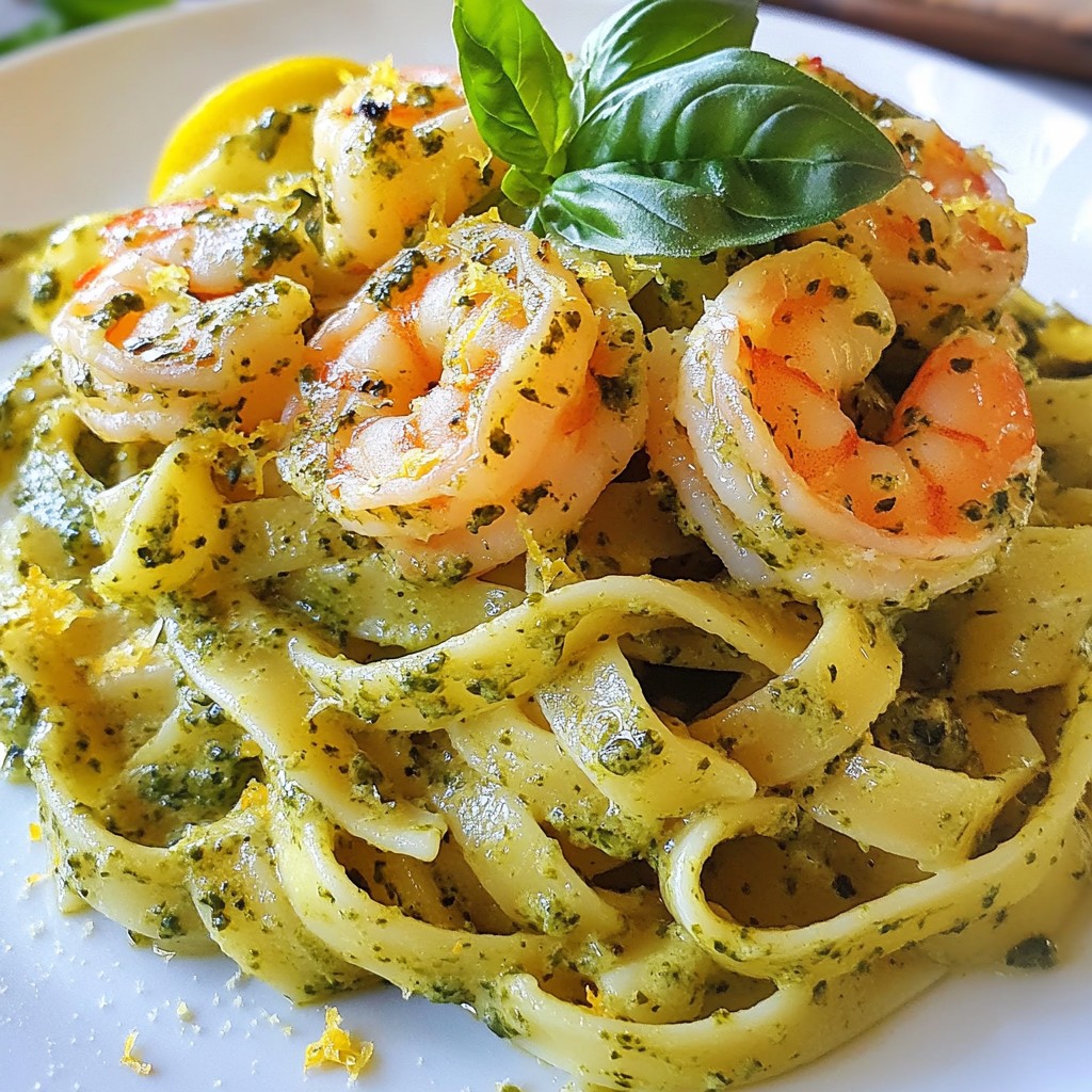 Creamy Pesto Shrimp Fettuccine Rich and Flavorful Dish