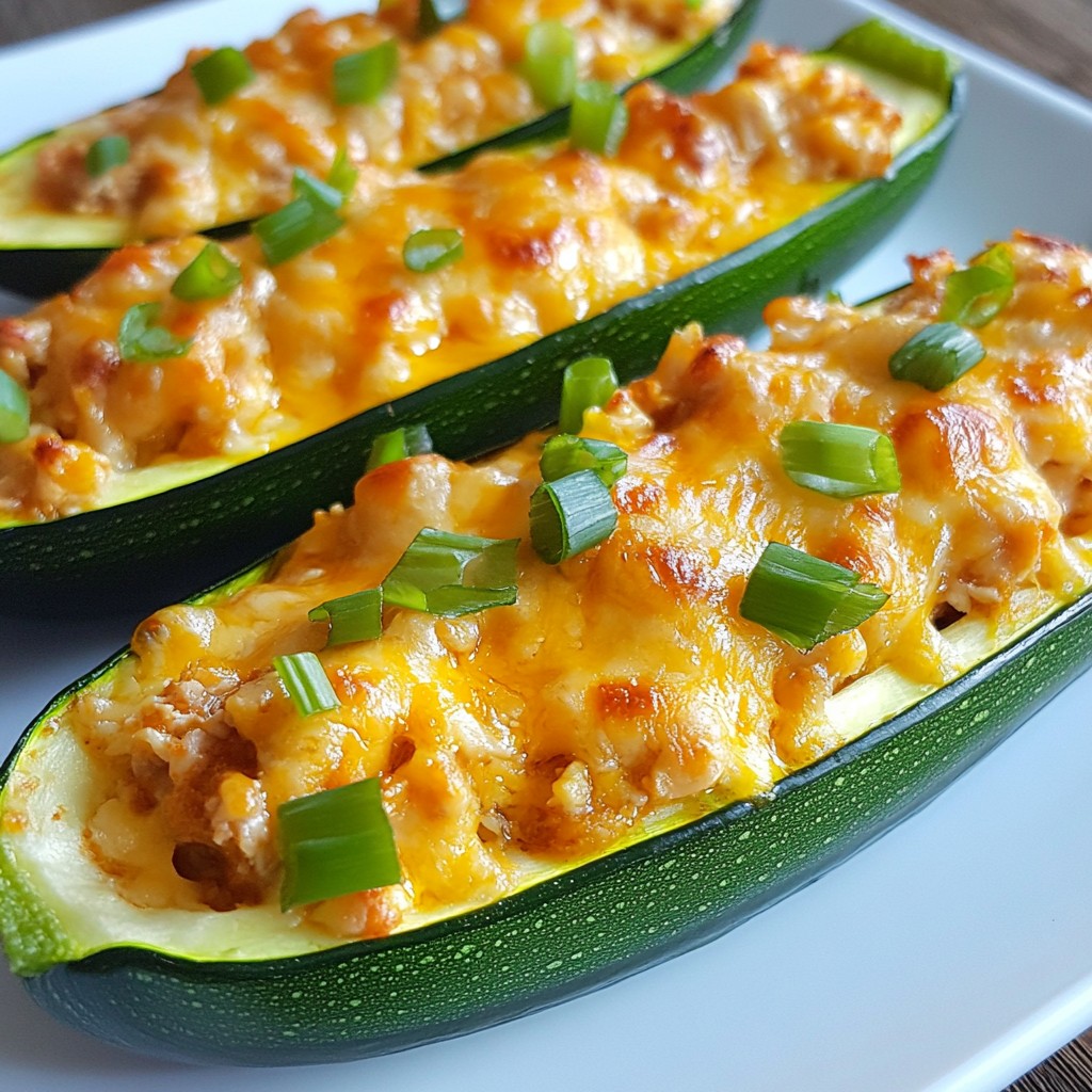 Buffalo Chicken Stuffed Zucchini Boats Flavorful Delight