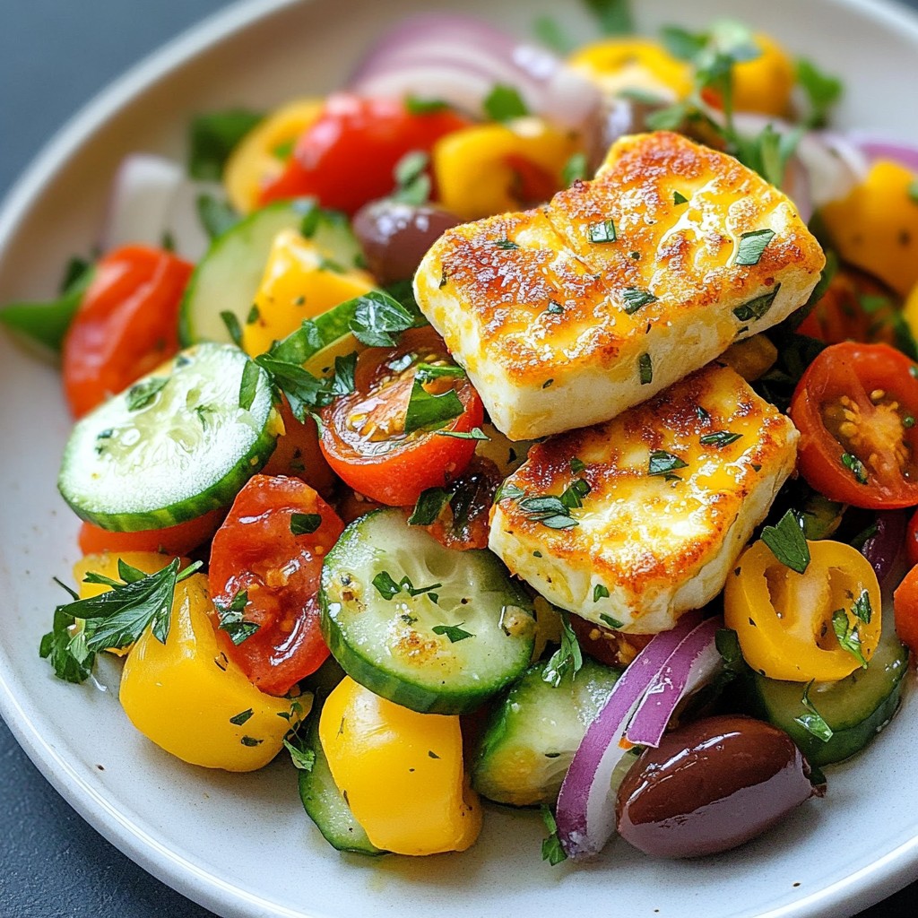 Fried Halloumi Greek Salad Fresh and Flavorful Dish