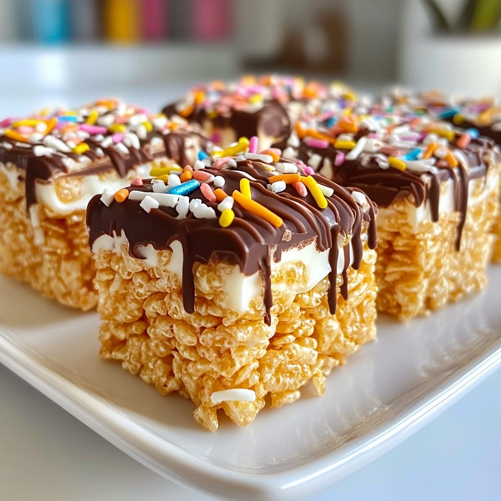 Chocolate Drizzled Rice Krispie Treats Delightful Snack