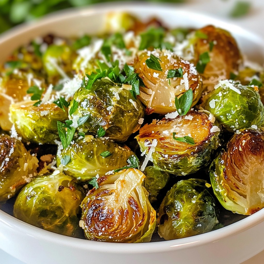 Garlic Parmesan Roasted Brussels Sprouts Delight