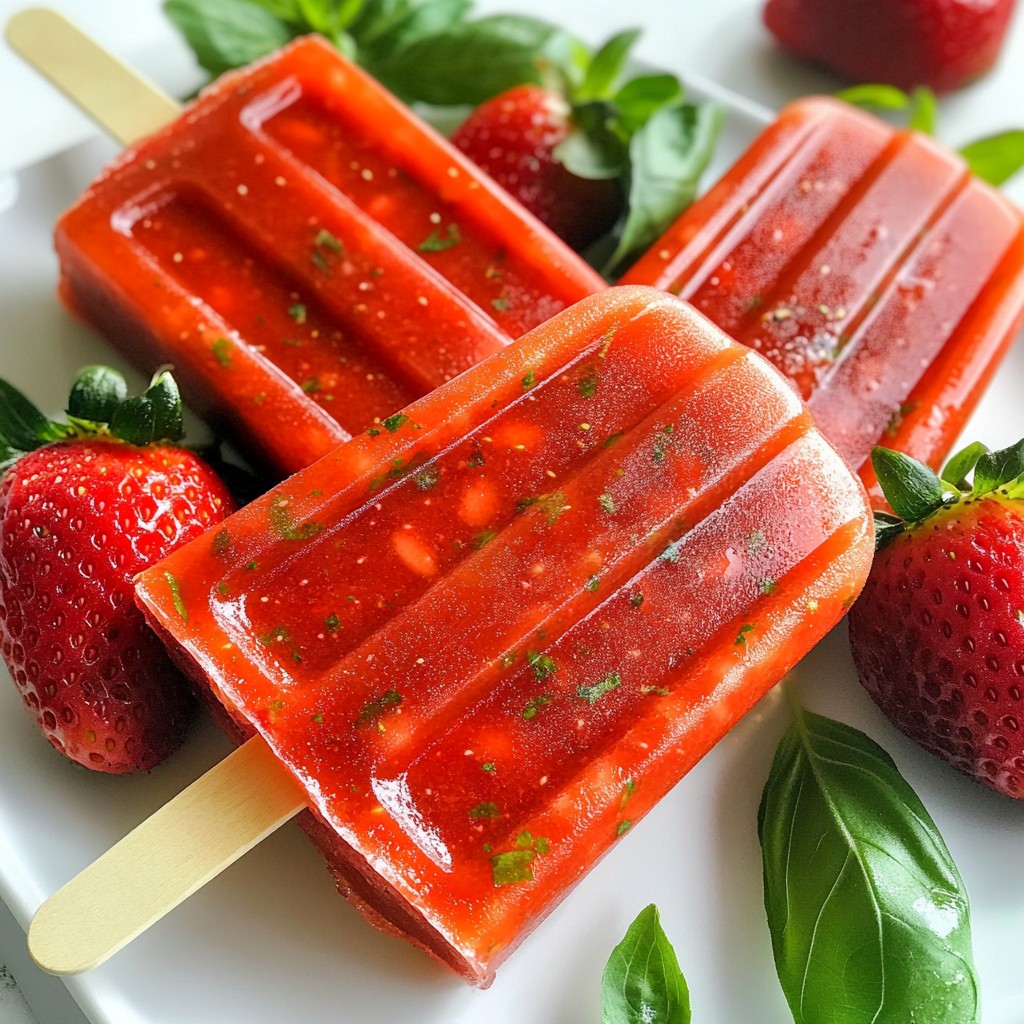 Strawberry Basil Lemonade Popsicles Refreshing Treat